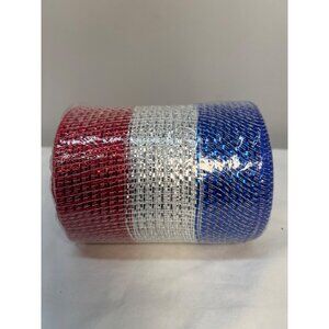 Celebrate It Red White & Blue Mesh Ribbon 5.5" X 56 Ft Patriotic Decorative Craf